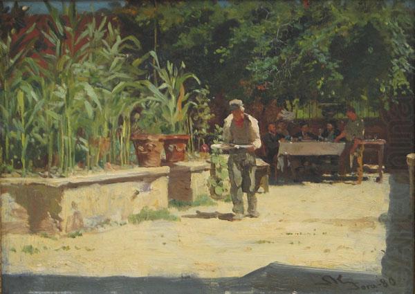 The Garden at Albergo del Liri in Sora. the Abruzzi, Peder Severin Kroyer